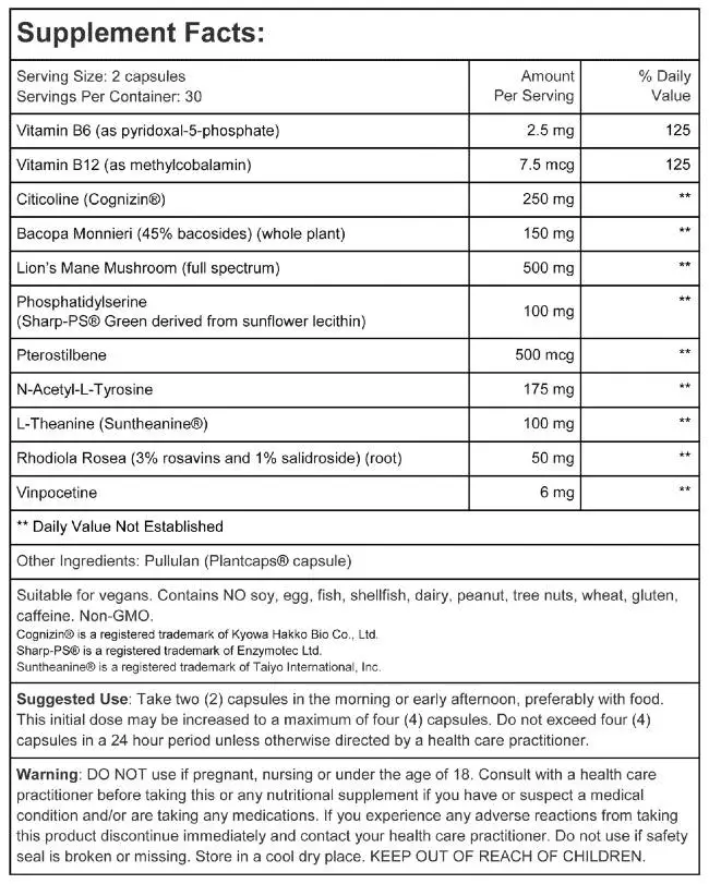 mind lab pro review ingredients supplement facts label