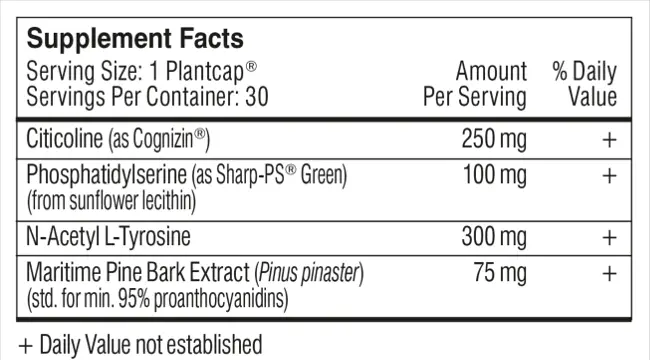 performance lab mind ingredients facts label