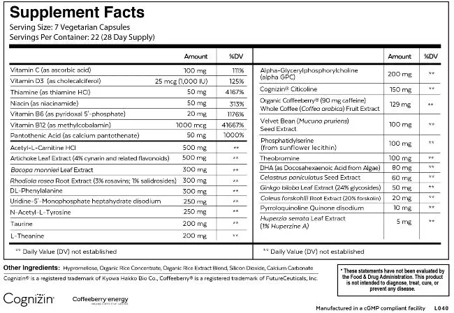 qualia mind ingredients facts label